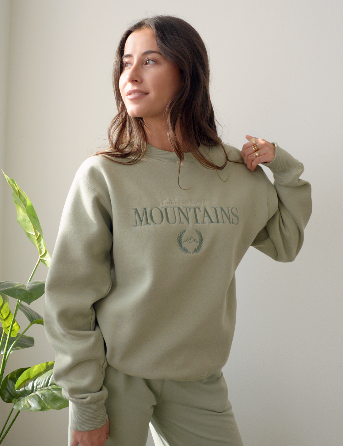 Faith Can Move Mountains Embroidered Sweatshirt