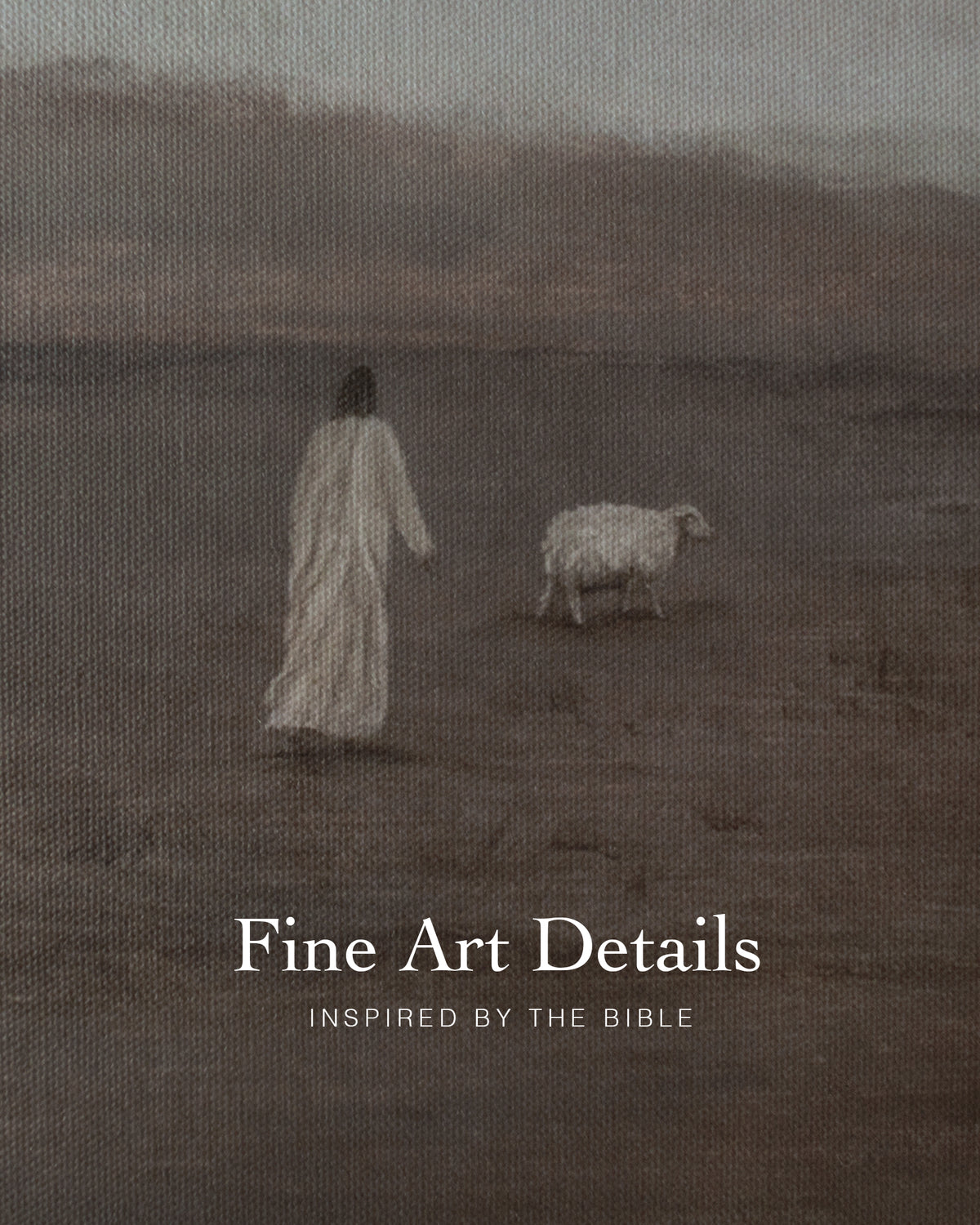 Jesus Leaves the 99, Moody Tones detail study, the shepherd and the found lamb under a heavy gray sky, drawn from Matthew 18