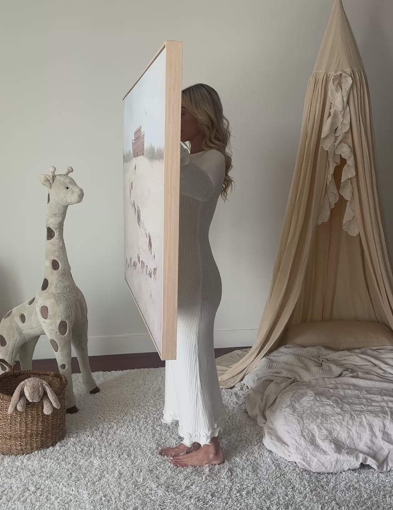 Noah's Ark | Christian Canvas Wall Art | Soft Neutral Palette of